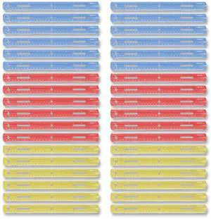 Westcott Plastic Ruler Standard/Metric 12" Assorted Translucent Colors 17722