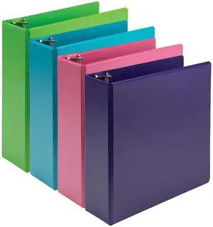 Samsill Earth's Choice Plant-Based 3" 3 Ring View Binders Assorted Tropical Colors 4/Pack (MP48689)