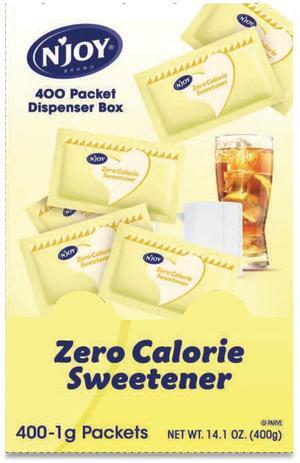 NJoy Sucralose Zero Calorie 0.4oz Sweetener Packets 400 Packets/Box 83220