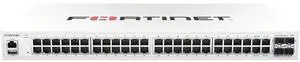 FortiSwitch-148F Layer 2 FortiGate switch controller compatible switch with 48x 1G RJ45 and 4x 10G/1G SFP+/SFP ports and 1x RJ45 console port.