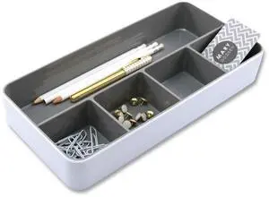 Advantus Fusion Five-Compartment Plastic Accessory Holder 12.25x6x2 Gray 37526
