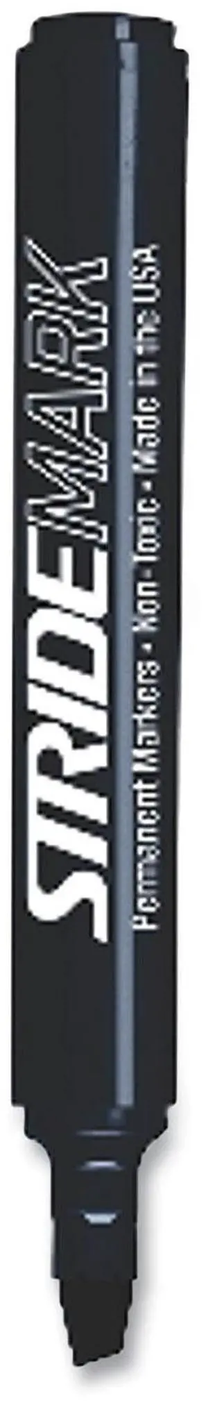 StrideMARK Permanent Chisel Tip Marker BLACK 12-Pack 22001