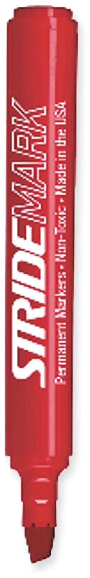 StrideMARK Permanent Chisel Tip Marker RED 12-Pack 22003