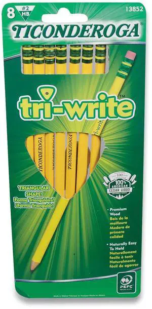 Tri-Write Triangular Pencil HB #2 Black Lead Yellow Barrel 8/Pack X13852