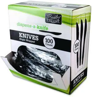 Berk Dispens-a-Knife Individually Wrapped Medium Plastic Black 100/Box BEP90200