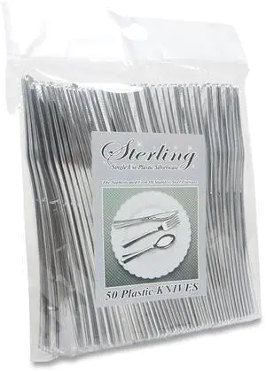 Sterling Heavy-Duty Plastic Cutlery Heavyweight Knife Silver 50/Pack 8305KSV