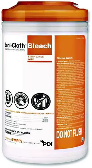 Sani Professional Sani-Cloth Bleach Germicidal Disposable Wipes Unscented 65/Pk