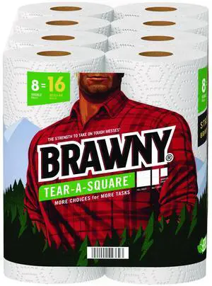 Brawny Tear-A-Square Paper Towels 2-Ply 8 Rolls 443665