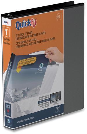 QuickFit D-Ring View Binder 3 Rings 1" Capacity 11 x 8.5 Black 870101