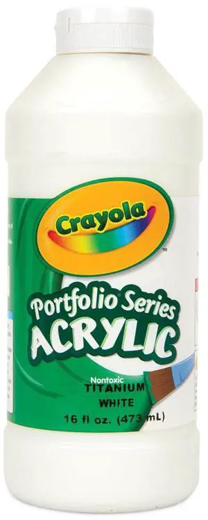 Crayola Portfolio Series Acrylic Paint Titanium White 16 oz Bottle 204016432