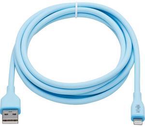Tripp Lite Safe-IT USB-A to Lightning Sync/Charge Antibacterial Cable (M/M), Ultra Flexible, MFi Certified, Light Blue, 6 ft. (1.83 m) Modle M100AB-006-S-LB