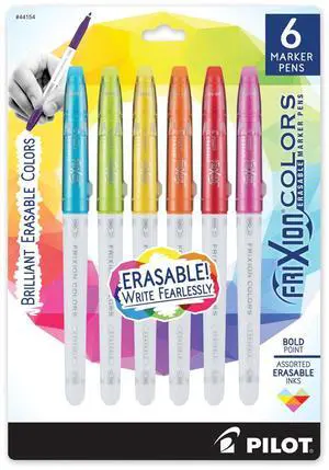 Pilot FriXion Colors Erasable Porous Point Pen, 2.5mm, Assorted Colors, 6/Pack