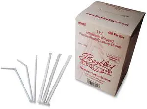 Individually Wrapped Straws 7.75" Polypropylene White 400/Box 1245100