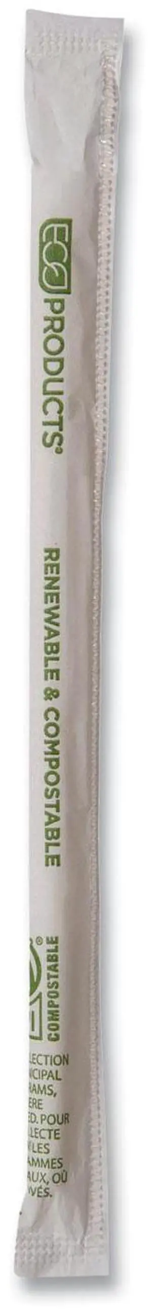 Renewable and Compostable PHA Straws 7.75" Natural White 2000/Carton EPSTPHA775