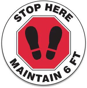 Slip-Gard 12" Social Distance Floor Signs RedWhite 25pk MFS388ESP