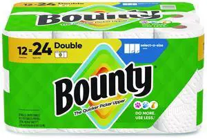 Bounty Paper Towels Select-A-Size Double Rolls, 12 Rolls Total/82 Sheets Per Roll, White