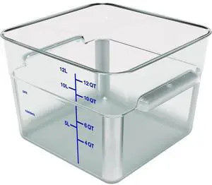 Squares Polycarbonate Food Storage Container 12 qt 11.13 x 11.13 x 8.25 Clear Plastic 1195407