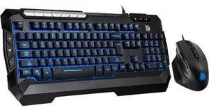 Thermaltake Tt eSPORTS Commander Combo V2, Gaming Keyboard and Gaming Mouse with 2500 DPI, 3 Color Back Lights and Lighting Effect, cm-CMC-WLXXMB-US