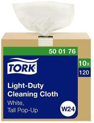 Tork Light Duty Cleaning Cloth Pop Up Box 1-Ply White 1200 Cloths 500176