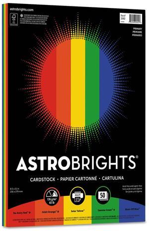 Color Cardstock -"Primary" Assortment 65lb 8.5 x 11 Assorted 50/Pack 20401
