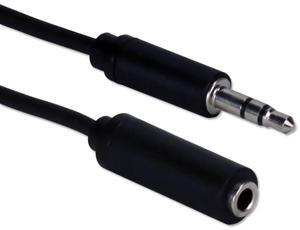 QVS 3.5mm TRS Male to 3.5mm TRS Female Speaker Extension Cable 6 ft. - Black
