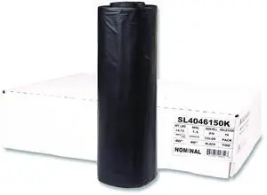 Institutional Low-Density Can Liners 45 gal 1.5 mil 40" x 46" Black Interleaved Roll 20 Bags/Roll 5 Rolls/Carton SL4046150K