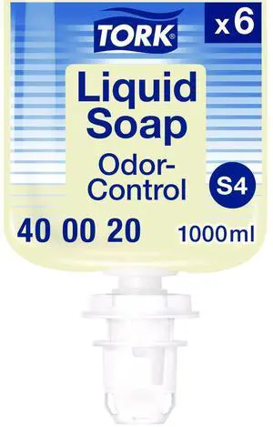 Odor-Control Hand Soap Liquid S4 Refill Perfume-Free 1 L 6/Carton 400020