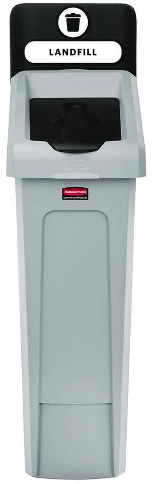 Slim Jim Recycling Station Kit 1-Stream Landfill 23 gal Plastic Gray/Black 2185053