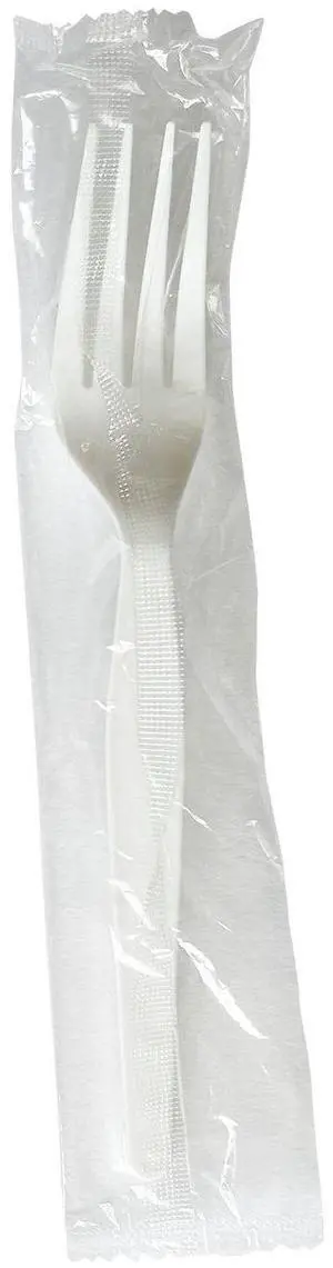 Heavyweight Wrapped Polystyrene Cutlery Fork Plastic White 1000/Carton BWKFORKWHPSIW