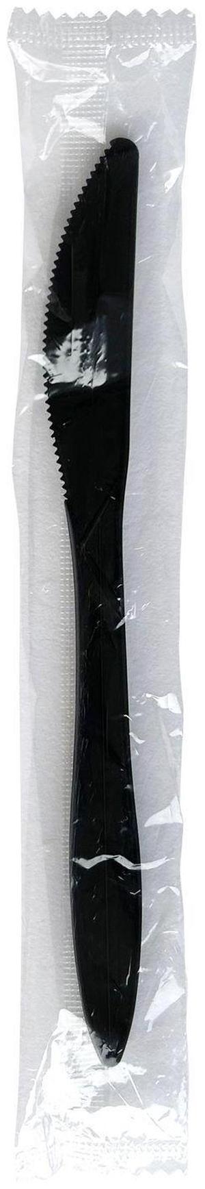 Mediumweight Wrapped Polypropylene Cutlery Knife Plastic Black 1000/Carton BWKKNIFEBLPPIW
