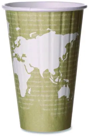Eco-Products World Art Insulated Hot Cups PLA 16oz 600Ct EPBNHC16WD