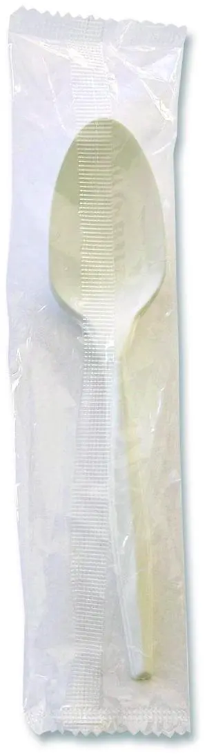 Heavyweight Wrapped Polystyrene Cutlery Spoon Plastic White 1000/Carton BWKSPOONWHPS