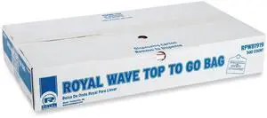 Wave Top To-Go Bags Take-Out Labeling Cut-Out Handles 19" x 9.5" x 19" White/Blue/Red 500/Carton RPWB1919