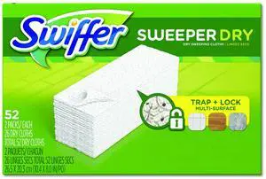 Swiffer Dry Refill Cloths White 10 2/5" x 8" 52/Box 3 Boxes/Carton 81216