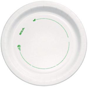 Compostable Paper Dinnerware ProPlanet Seal Plate 9" dia White 250/Carton OFMP9PLANET