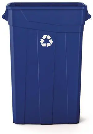 23 Gallon Resin Slim Recycling Trash Can Plastic Blue/White TCNH2030BLR