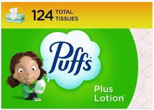 Plus Lotion Facial Tissue 2-Ply White 124 Sheets/Box 24 Boxes/Carton 80337535