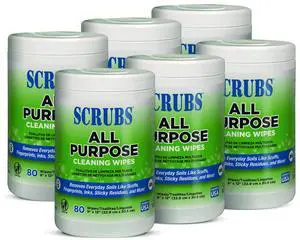 All Purpose Cleaning Wipes 9 x 12 Citrus Scent White 80 Wipes/Canister 6 Canisters/Carton 96580