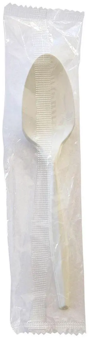 Mediumweight Wrapped Polypropylene Cutlery Spoon 5.31" Plastic White 1000/Carton BWKSPOONMWPPIW