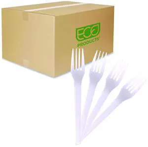 Eco-Products EP-S017 Plantware CPLA Cutlery - Fork - White - 1,000/Carton