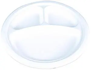 ChampWare Molded Fiber Tableware 3-Compartment Plate 10" dia White 125/Sleeve 4 Sleeves/Carton 18163WPF