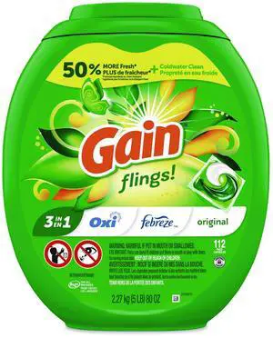 Flings Detergent Pods Original 112 Pods 80 oz Tub 02446