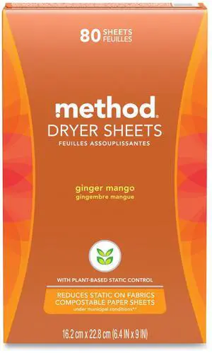 Dryer Sheets Ginger Mango 80/Box 6 Boxes/Carton 318049