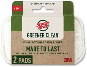 Greener Clean Dual Action Scrub and Wipe 2.8 x 4.7 0.7" Thick White 2/Pack 7100283043