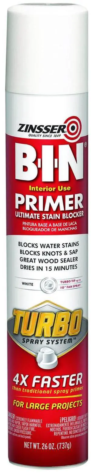 BIN Aerosol Primer with Turbo Spray System Interior Flat White 26 oz Aerosol Can 6/Carton 356880