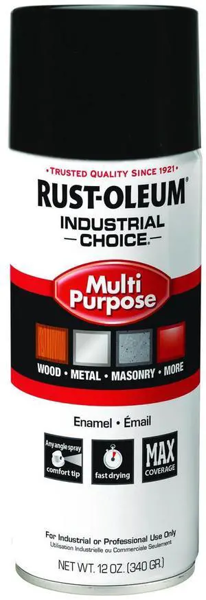 Industrial Choice 1600 System Multi-Purpose Enamel Spray Paint Gloss Black 12 oz Aerosol Can 6/Carton 1679830V