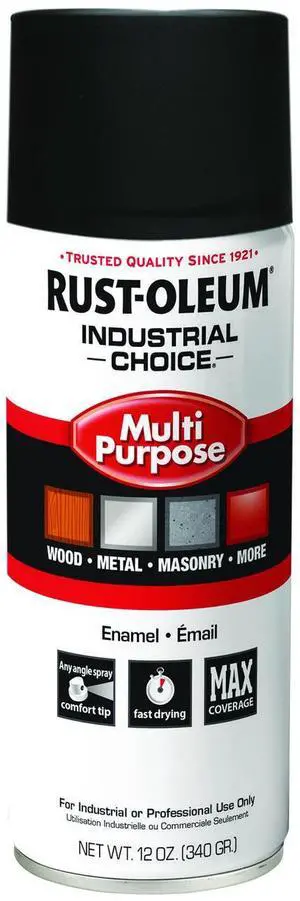 Industrial Choice 1600 System Multi-Purpose Enamel Spray Paint Ultra-Flat Black 12 oz Aerosol Can 6/Carton 1676830V