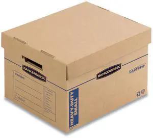 SmoothMove Maximum Strength Moving Boxes Small Half Slotted Container HSC 15" x 15" x 12" Brown Kraft/Blue 8/Pack 7710201