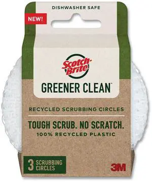 Greener Clean Recycled Scrubbing Circle 3.5" Diameter 0.7" Thick White 3/Pack 7100282851