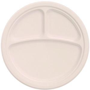 Compostable Molded Fiber Dinnerware ProPlanet Seal 3-Compartment Plate 10.2" dia Natural 500/Carton 10FBRP3